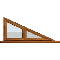 Деревянное окно – треугольник из лиственницы Модель 112 Клен